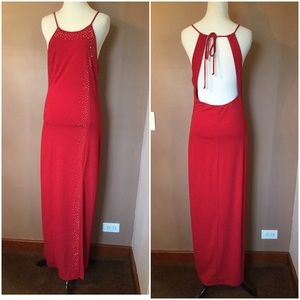 Red Backless Evening Dress HP